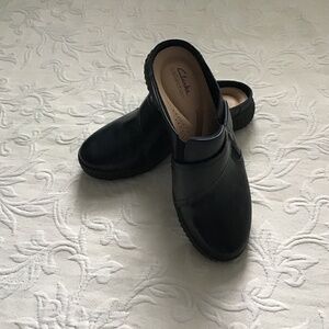 Clarks Caroline Leather Clogs Black 10 M